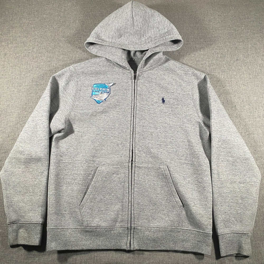 Polo Ralph Lauren Zip Hoodie Kids XL 18-20 Gray Logo Jacket Thick